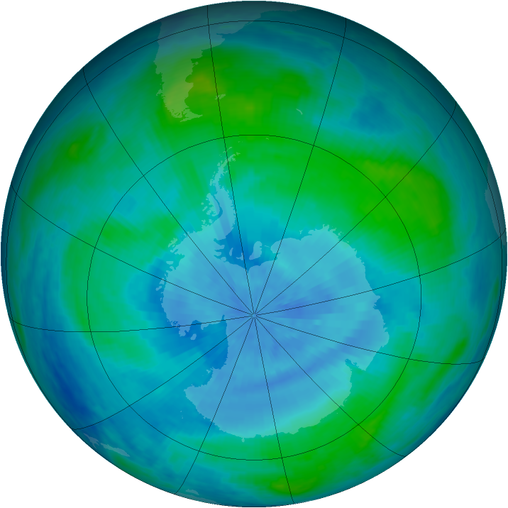 Antarctic ozone map for 27 February 1986